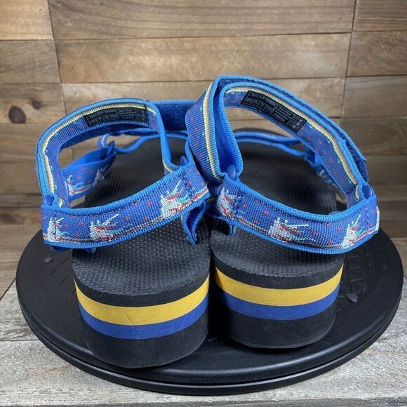 Teva Women’s Size 11 Platform Universal Black Blue Unicorn Sandals Strappy - Picture 4 of 10